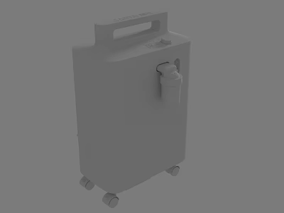 Grey Mobile Rolling Device With Handle Wheels And Side Container 3d model