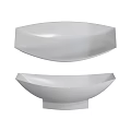 Modern White Curved Bathtub With Sleek Surface And Square Support Base 3d model