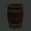 Rustic Wooden Barrel With Metal Hoops And Distressed Wood Texture