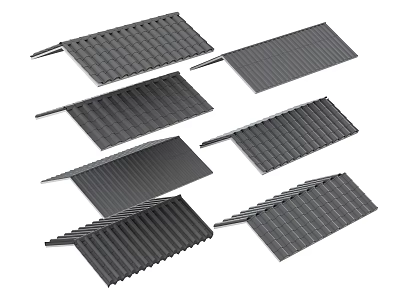 Various Types Of Black Roof Tiles With Different Textures And Designs 3d model