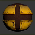 Vintage Decorative Sphere With Red Base And Yellow Cross Panels Design