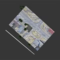 Cartoon City Scene Model With Colorful Buildings Street And Green Trees
