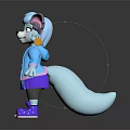 Game And Movie Character Stylish Cartoon Cat With Pink Ears Blue Coat Yellow Baseball Bat