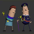 Cartoon Game Movie Characters Chef With Red Headband Blue Apron And Police Officer In Uniform