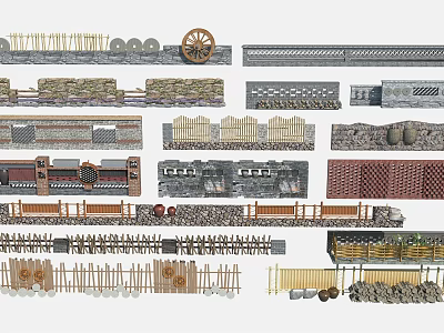 New Chinese Style Landscape Wall Country Landscape Wall 3d model