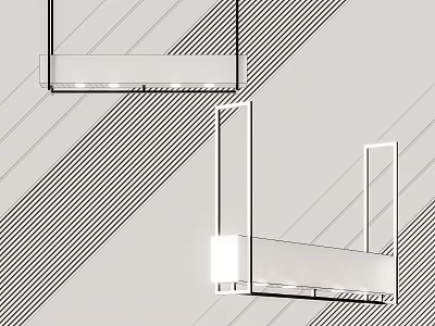 Sleek Modern Chandelier With Linear Frame And Geometric Glass Components 3d model