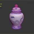 Dragon Design On Blue And White Porcelain Jar With Orange Top Ornament