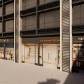 Modern Commercial Street with Multi Story Building Seven Pub and Glass Windows