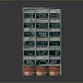 Multi Storey Aged Building Featuring Gray Facade Red Brick Base And Rows Of Windows