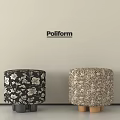 Poliform Decorative Stools With Floral Patterns And Contrasting Leg Designs 3d model