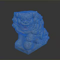Traditional Stone Lion Statue With Intricate Mane Claws And Stone Ball Base
