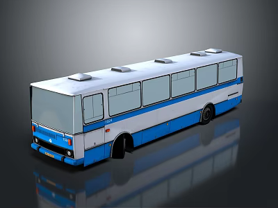 Modern Blue And White City Bus Exterior With Multiple Windows And Roof Units Design 3d model