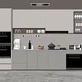 Modern Kitchen Interior With White Cabinets Built in Oven And Countertop Appliances