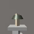 Modern Table Lamp With Square Beige Base And Dark Green Pleated Shade 3d model