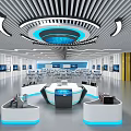 Modern Multi Level Parking Garage Interior With Yellow Columns Glass Curtain Walls And Parked Cars