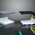 Modern Double Bed Design With LED Lights And Futuristic Frame Structure 3d model