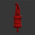 Red Hand Shaped Decorative Sculpture With Intricate Details And Stand Base