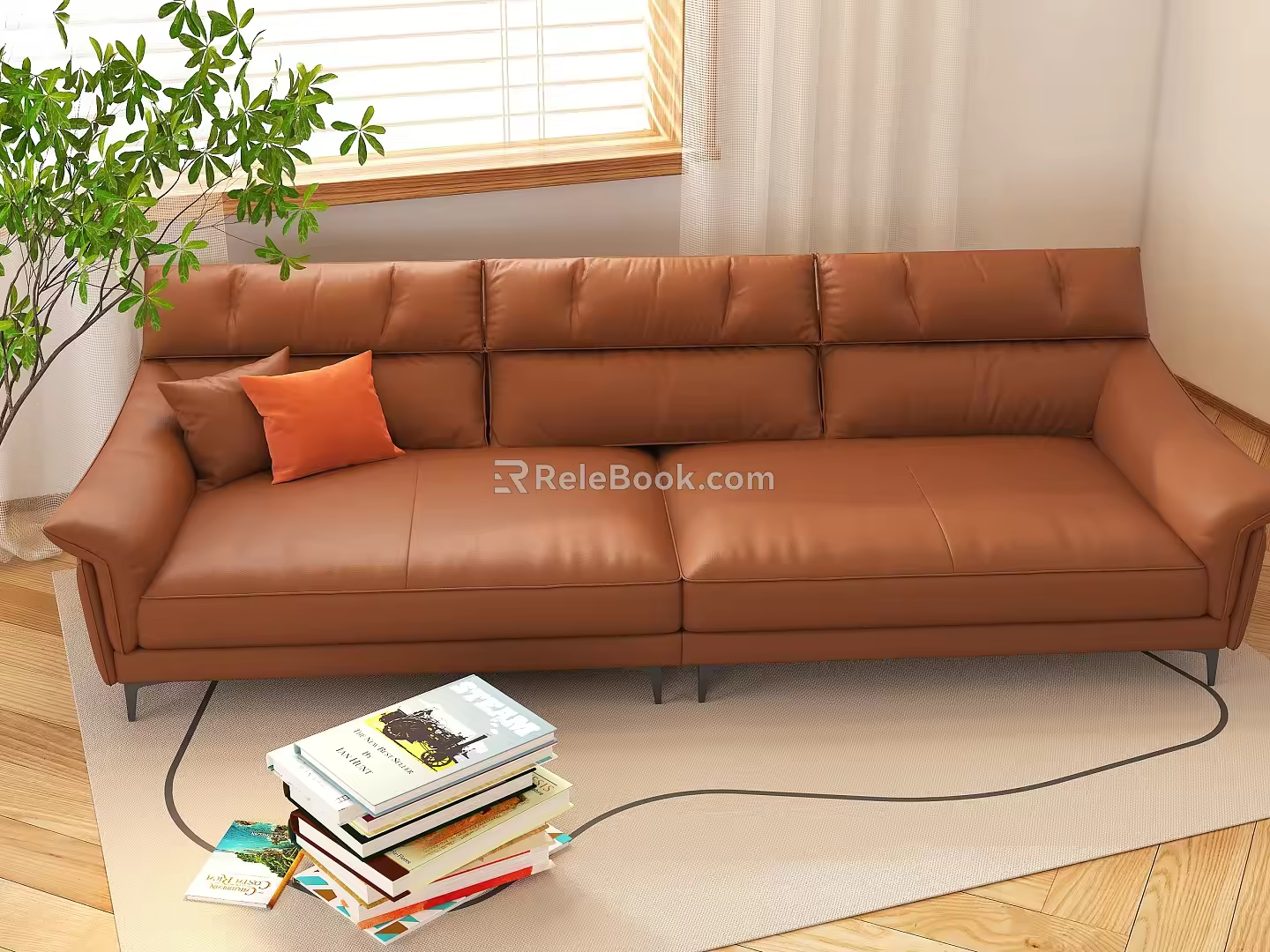 Modern sofa combination leather sofa multiplayer sofa with armrest leisure sofa 3d model