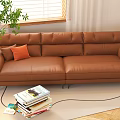 Modern sofa combination leather sofa multiplayer sofa with armrest leisure sofa 3d model