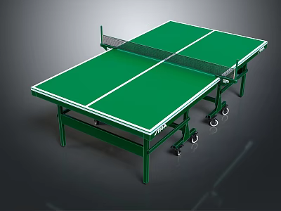 Green Table Tennis Table With Net And Wheels For Sports Equipment 3d model