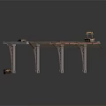 Scene Construction Component With Sloped Tracks Metal Grid Panels Wooden Planks And Mechanical Parts