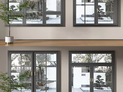 Modern Casement Windows Design For Indoor And Outdoor Garden Views 3d model