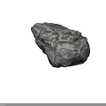 Natural Gray Rock with Rough Surface Texture and Layered Structure on Dark Background