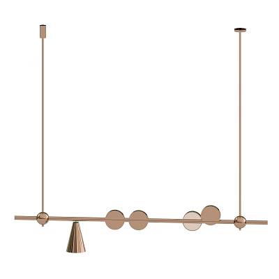 Elegant Modern Pendant Light With Metallic Rod And Circular Decorative Elements 3d model