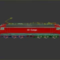 Red Cargo Train Locomotive Featuring Side View And Reflection Details