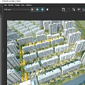 Aerial Planning of Neatly Arranged Residential Buildings With Green Belts and River