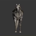 Light Gray Standing Horse With Detailed Brown Leather Saddle And Bridle