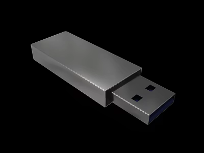 Sleek Silver Metal USB Flash Drive Portable Digital Data Storage Device 3d model