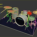 Professional Jazz Drum Set With Multiple Drums Colorful Cymbals And Metal Stands