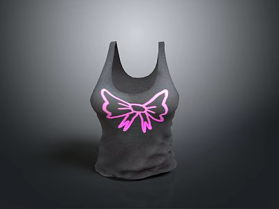 Cute Animal Wearing Grey Tank Top With Pink Bow Design 3d model