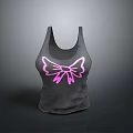Cute Animal Wearing Grey Tank Top With Pink Bow Design