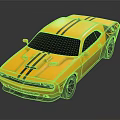 Yellow Muscle Car With Black Stripes And Sleek Exterior Design Features
