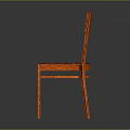 Red Wooden Chair With Simple Design Backrest And Smooth Seat Surface