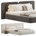 Light Beige And Dark Grey Bed Frames With Plush Pillows And Soft Blankets 3d model