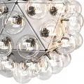 Modern Geometric Chandelier Design With Transparent Glass Globes And Metal Frame
