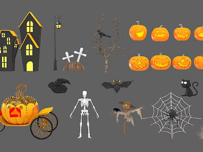 European Decorations Halloween Elements 3d model European Decorations Halloween Elements 3d model