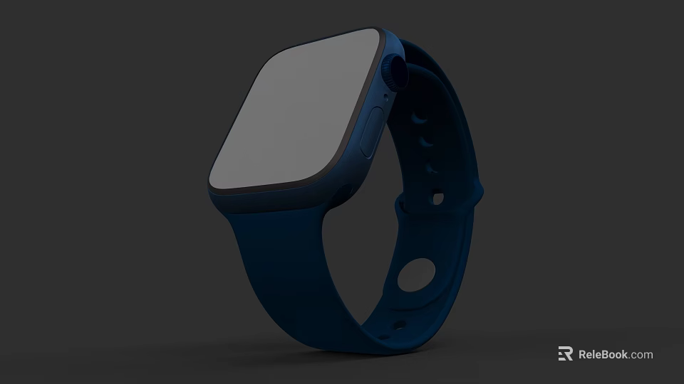 Blue Smart Watch With Square Screen And Comfortable Silicone Strap Design 3d model 