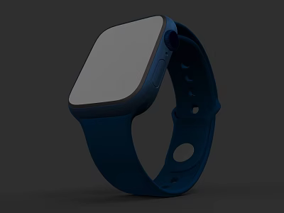Blue Smart Watch With Square Screen And Comfortable Silicone Strap Design 3d model