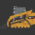 Yellow CAT Tracked Skid Steer Loader With Front Bucket On Black Surface 3d model