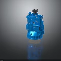 Blue Industrial Mechanical Equipment Featuring Complex Components And Metal Pipes