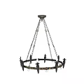 Classic Black Metal Chandelier With Candle Style Lights And Decorative Chain Suspension