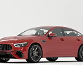 Red Mercedes-Benz AMG Coupe With Sleek Exterior Design Sporty Front Grille And Alloy Wheels