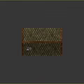 Cartoon Style Small House with Stone Walls Wooden Tile Roof and Small Window