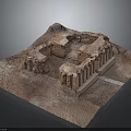 Ancient Architectural Ruins Model With Remaining Stone Walls And Column Structures 3d model
