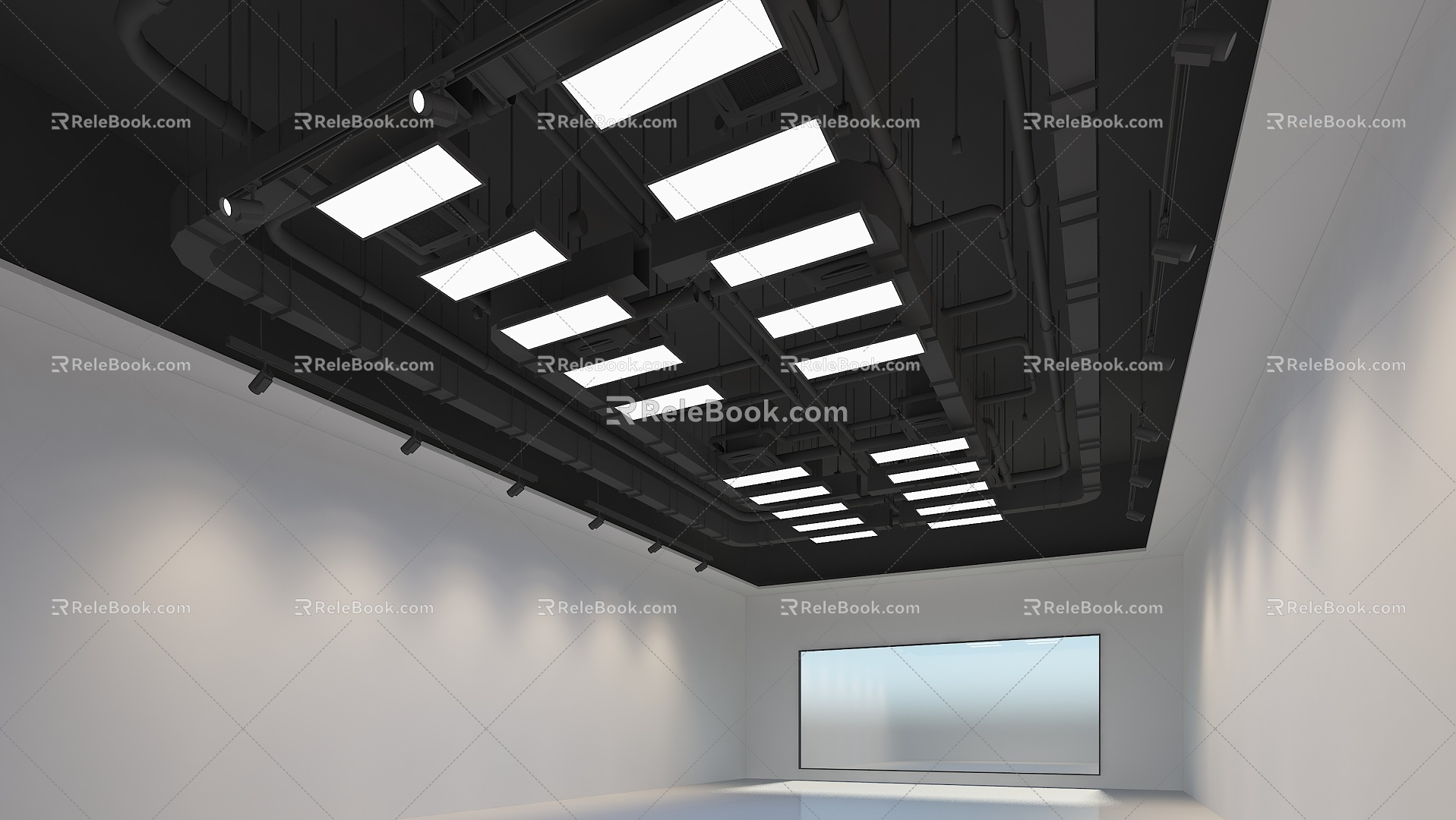 ceiling duct lamp spotlight guide rail lamp strip lamp rectangular lamp gray ceiling 3d model