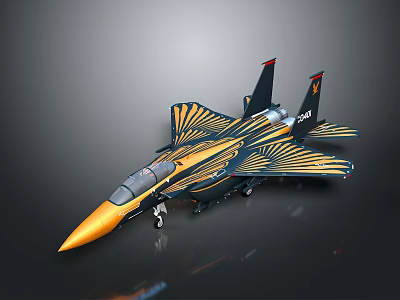 Cosmic Aerospace Space Shuttle Model With Yellow Black Patterns And Tail Details 3d model